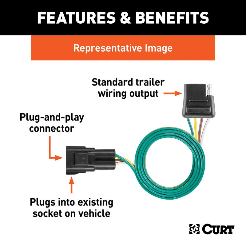 CURT 55241 Vehicle-Side Custom 4-Pin Trailer Wiring Harness, Fits Select Ford Explorer, Ranger, Mercury Mountaineer, Mazda B2500, B3000, B4000 - Image 2